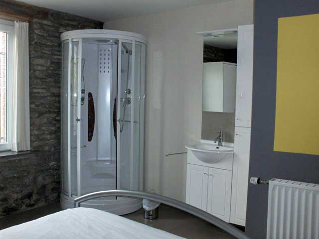 Gîte in Paliseul detail badkamer: massagedouche • wastafel aparte wc